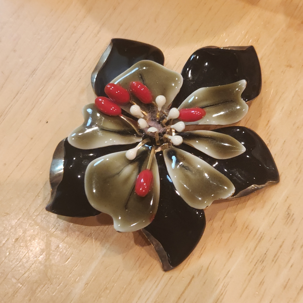 Huge Enamel Flower Pendant